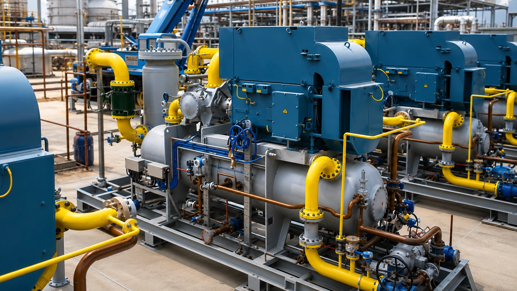 Industrial compressor skid shown for compressor bearing application review