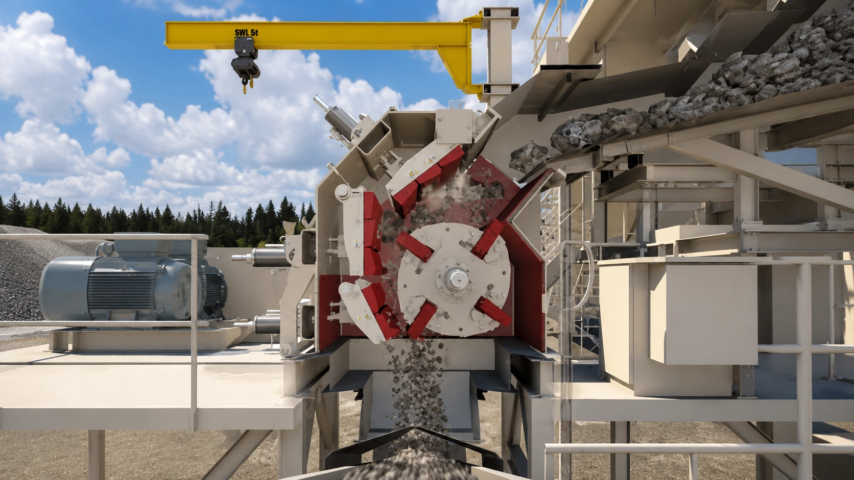 Mining crusher and aggregate equipment shown for crusher bearing application review