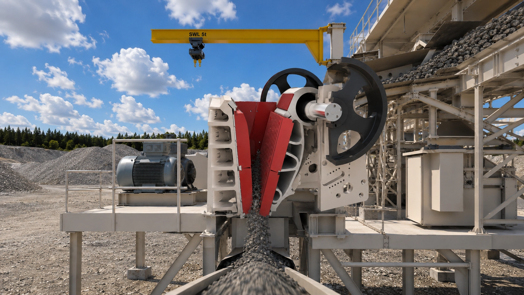 Mining crusher and aggregate equipment shown for crusher bearing application review