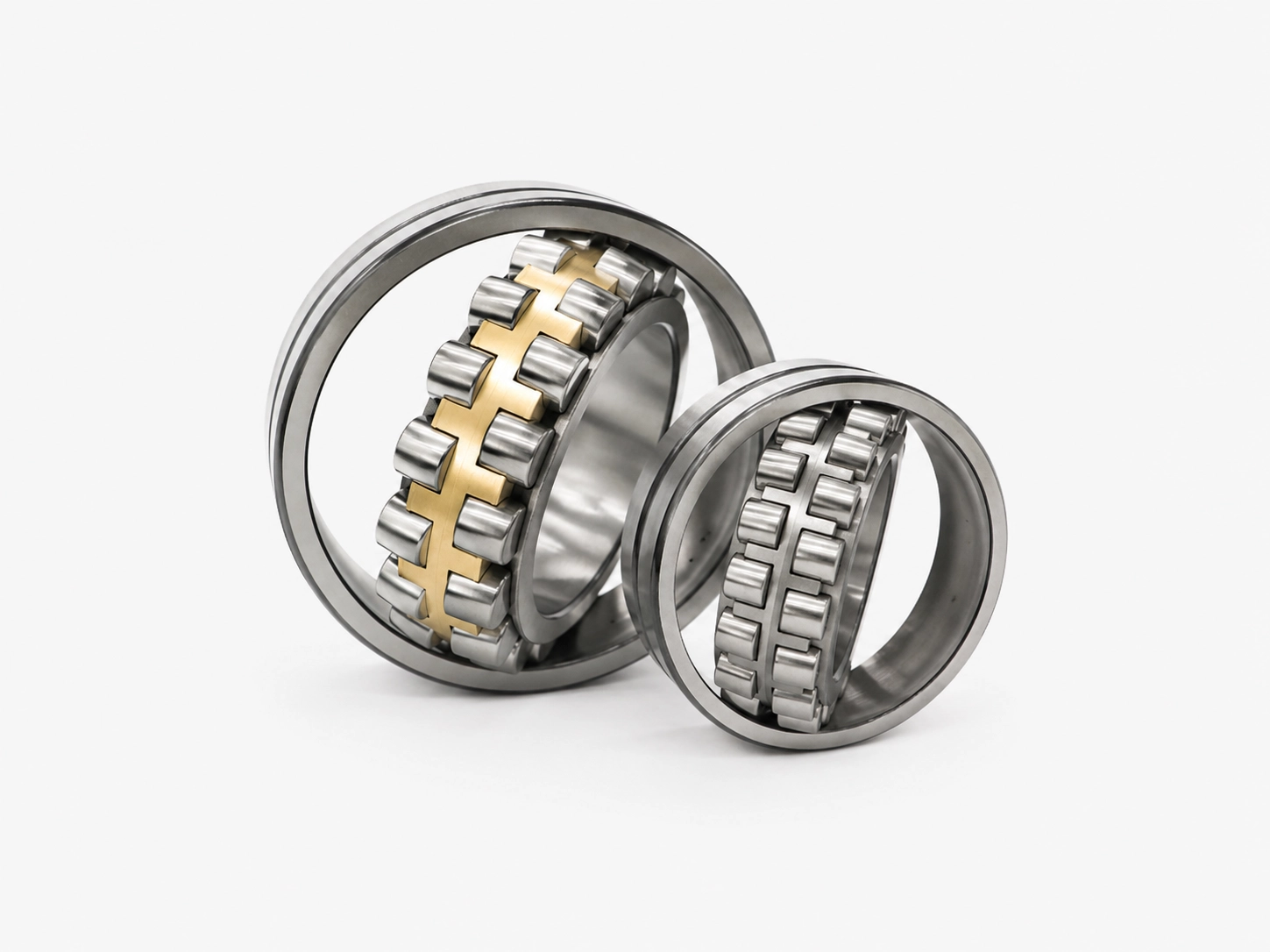 Spherical roller bearings displayed for series and size comparison