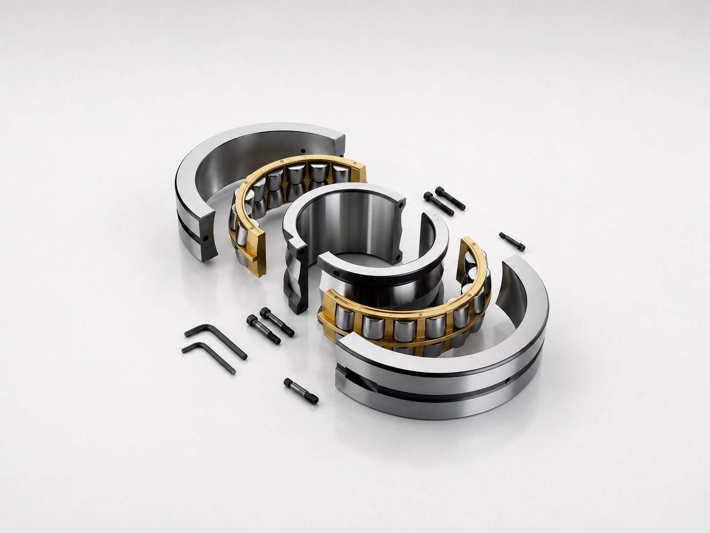 Split spherical roller bearing product image with two bearing views