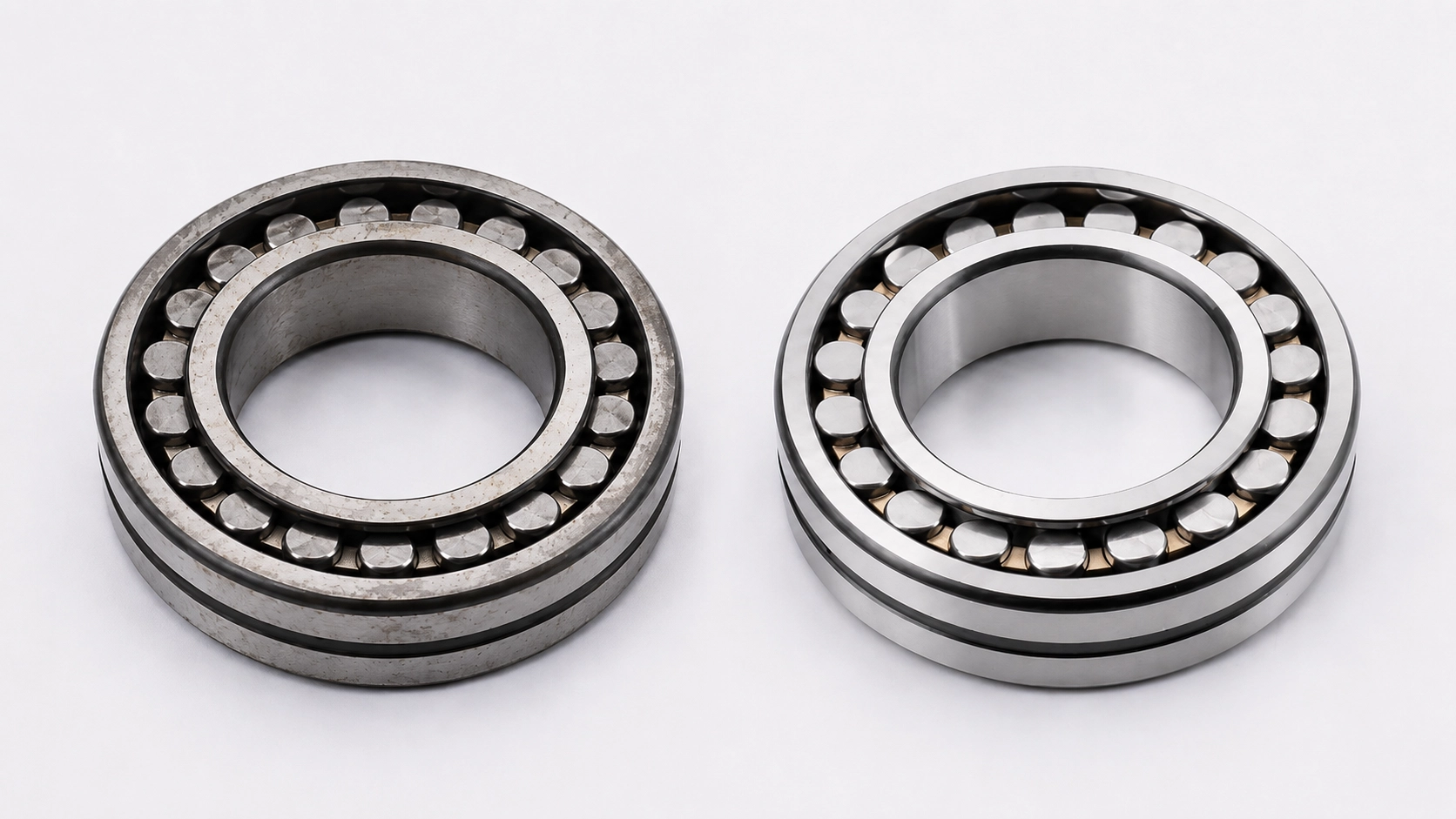 Existing and replacement bearings being compared by markings and dimensions